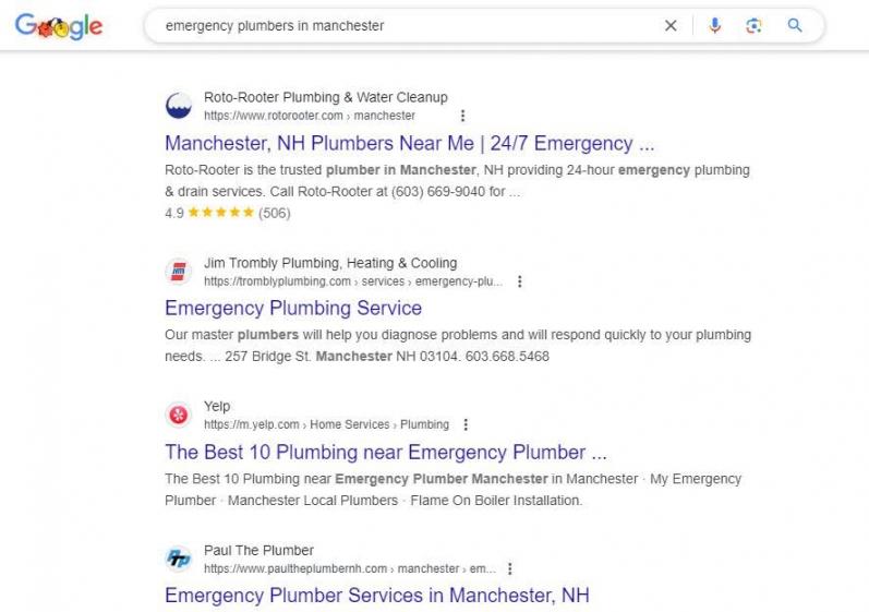 search for emergency plumbers