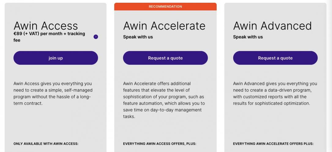 Awin pricing