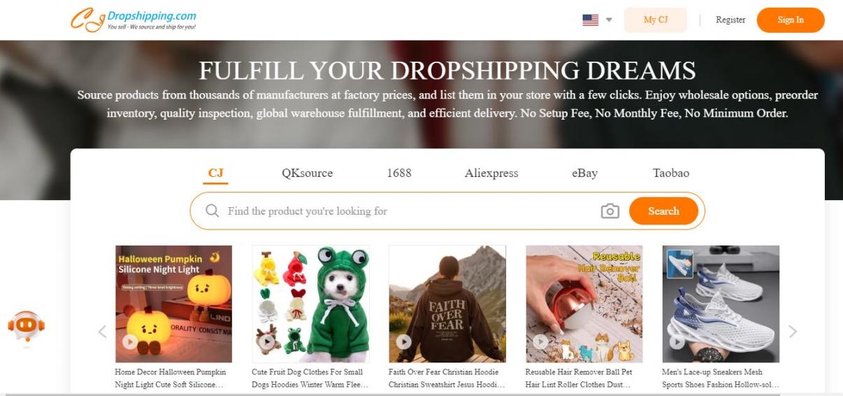 CJdropshipping homepage