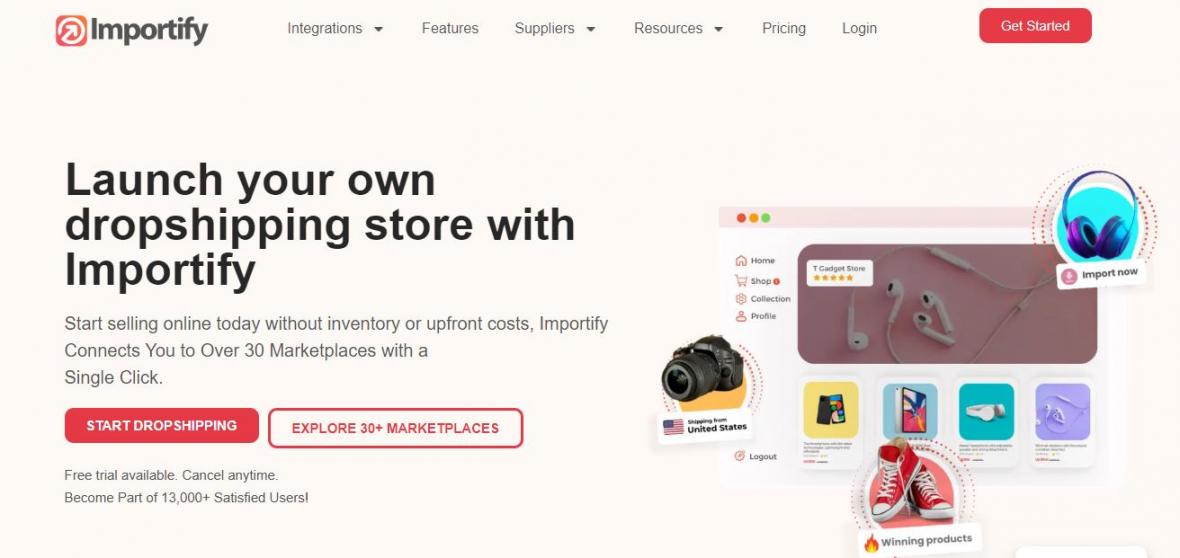 Importify homepage