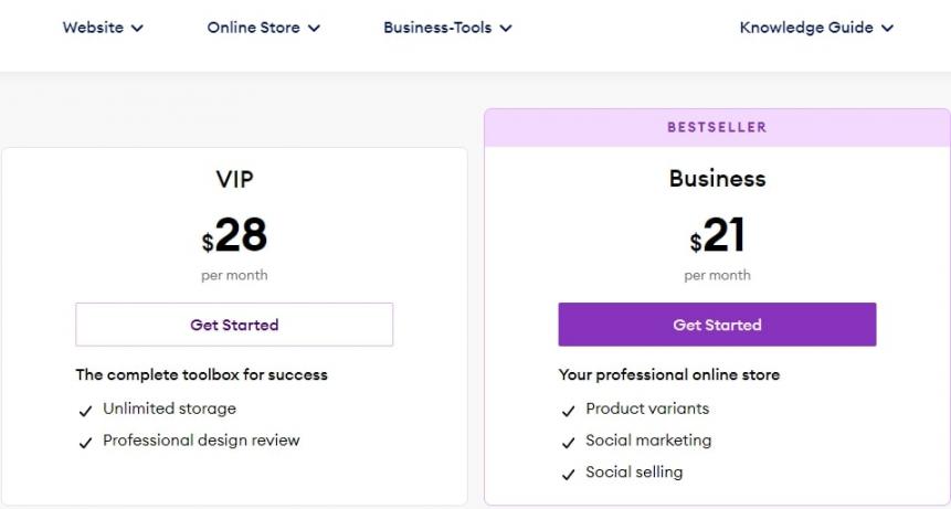 Jimdo Online Store Pricing