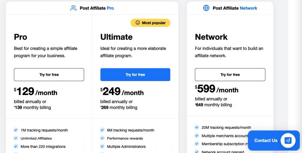 Post Affiliate Pro Pricing