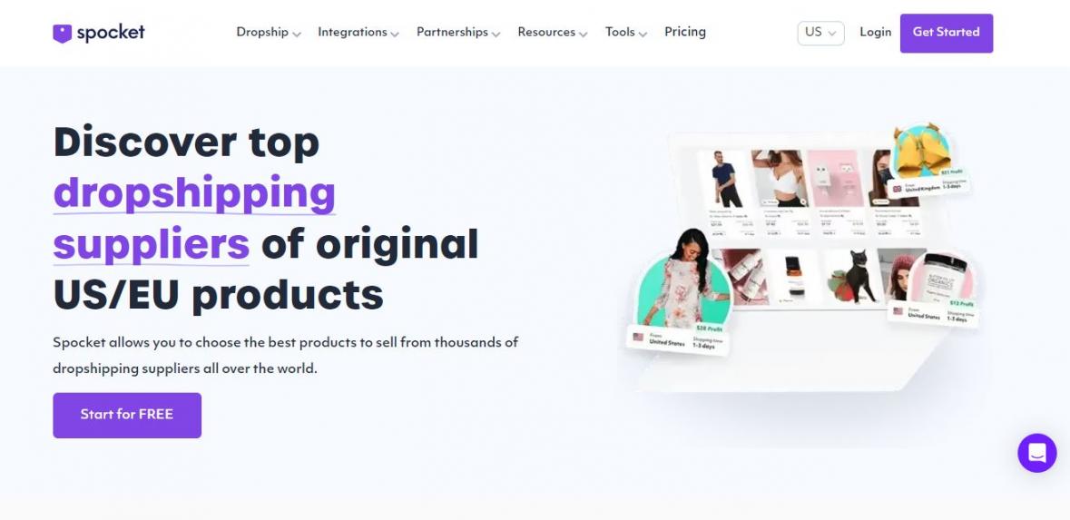 Spocket Homepage