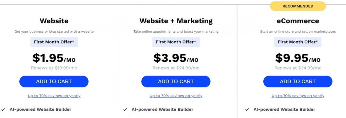 Website-Builder-Features Pricing
