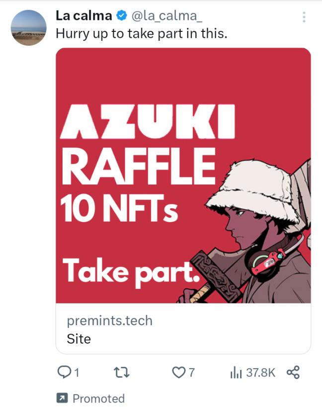 Promoted post example on X
