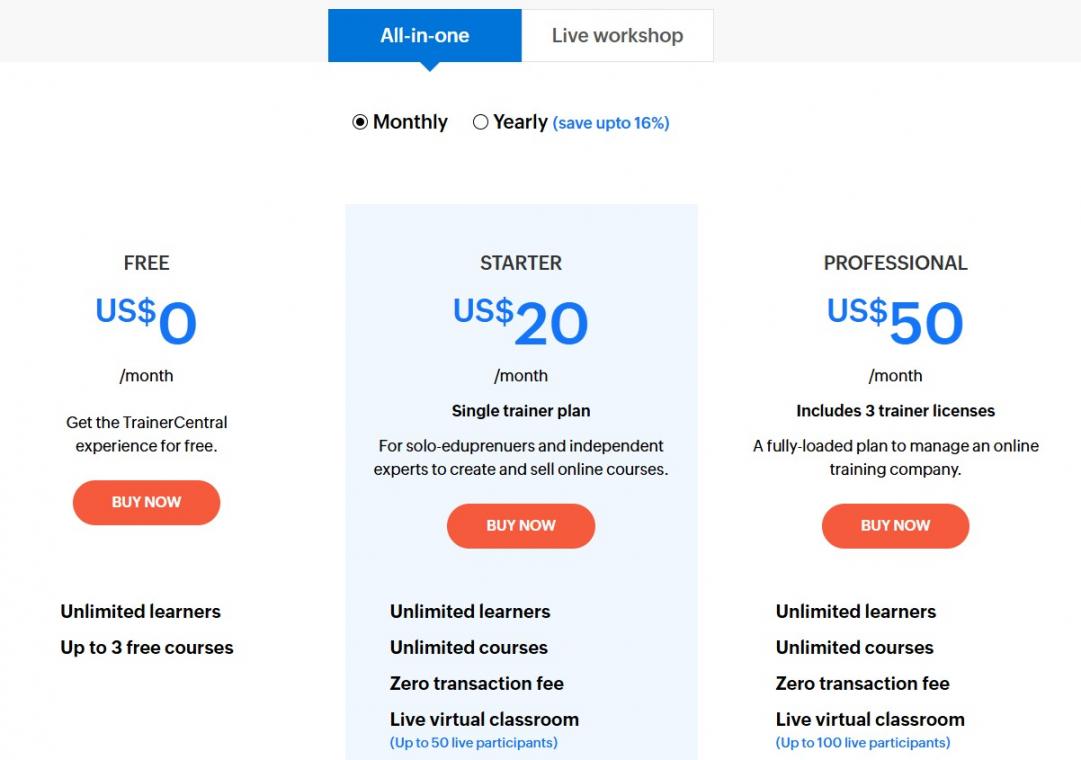 13 - Trainer Central Pricing - all in one