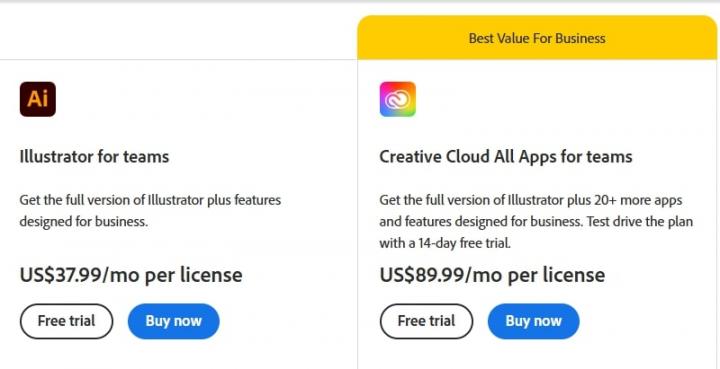 Adobe-Illustrator pricing business