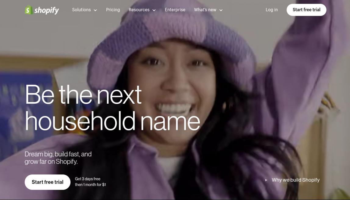 Shopify homepage