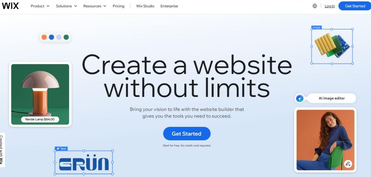 Wix home page