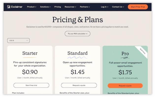 exclaimer-pricing