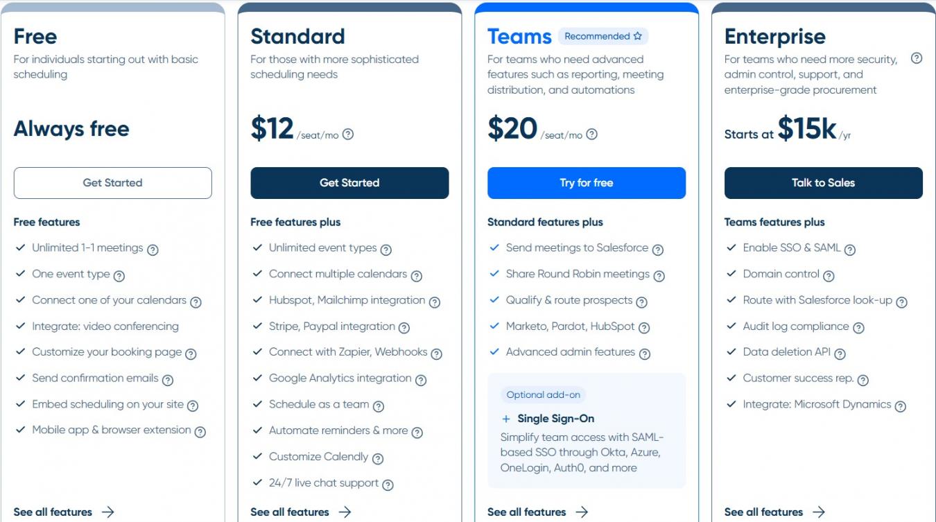 Calendly Pricing