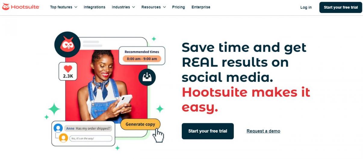Hootsuite homepage