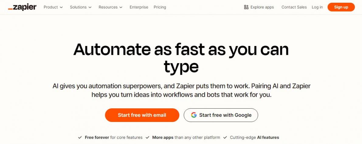 Zapier homepage
