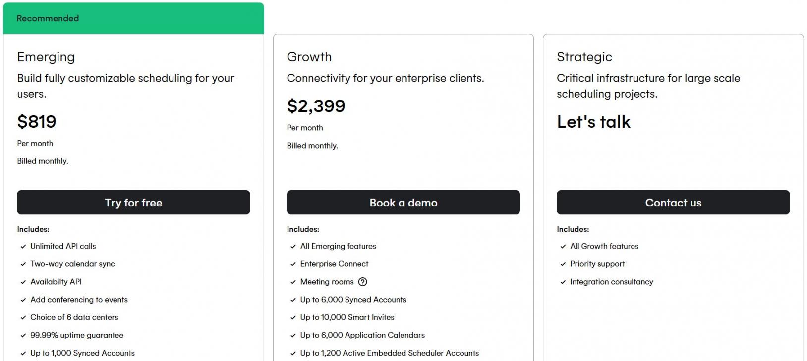 Cronofy API pricing