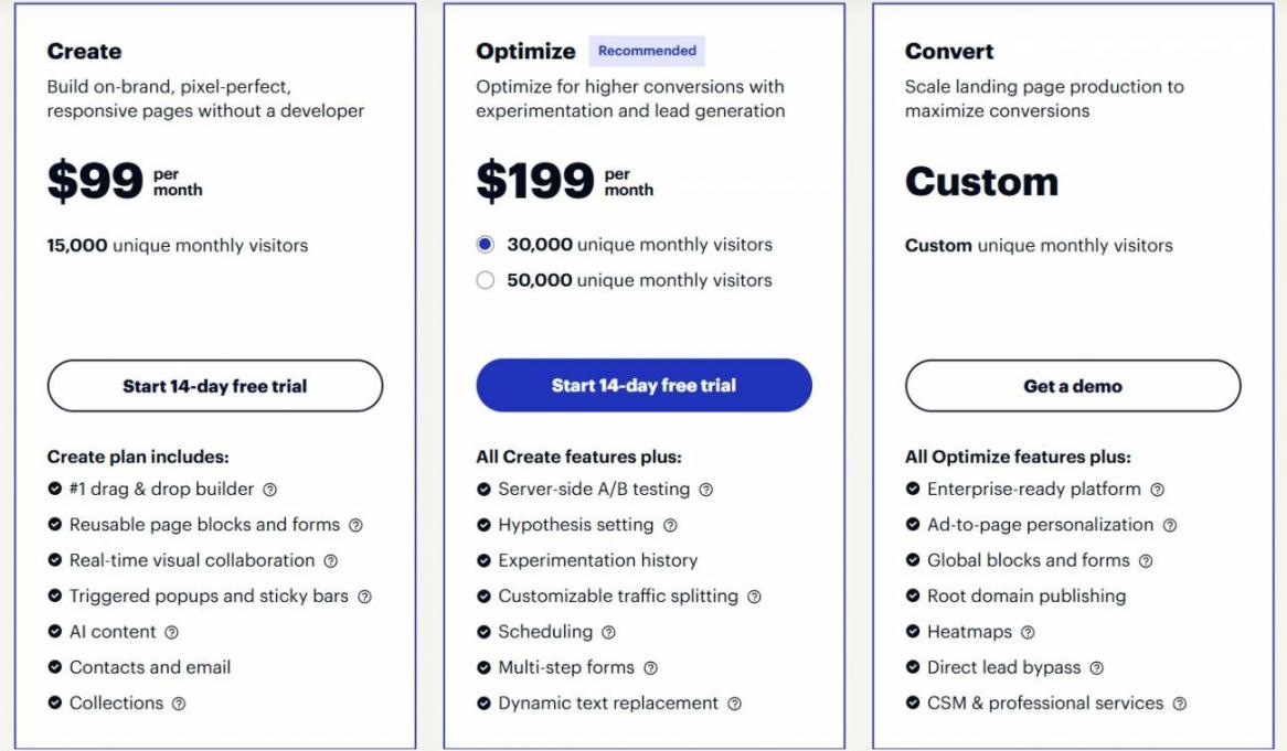 Instapage Pricing