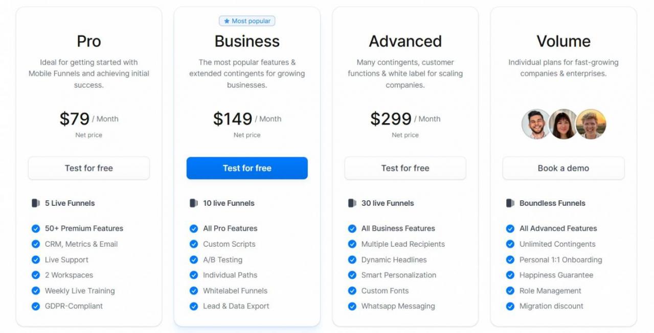 Perspective Funnels Pricing