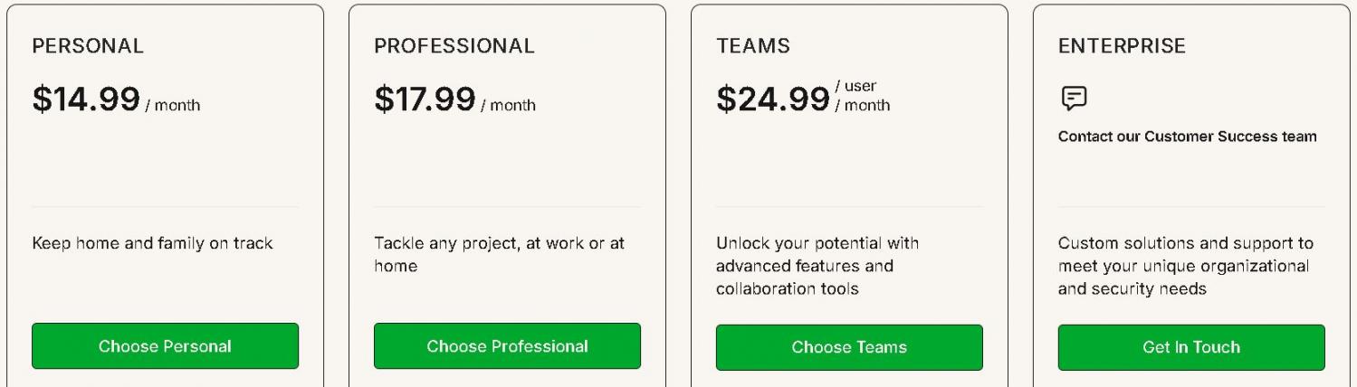 Evernote pricing