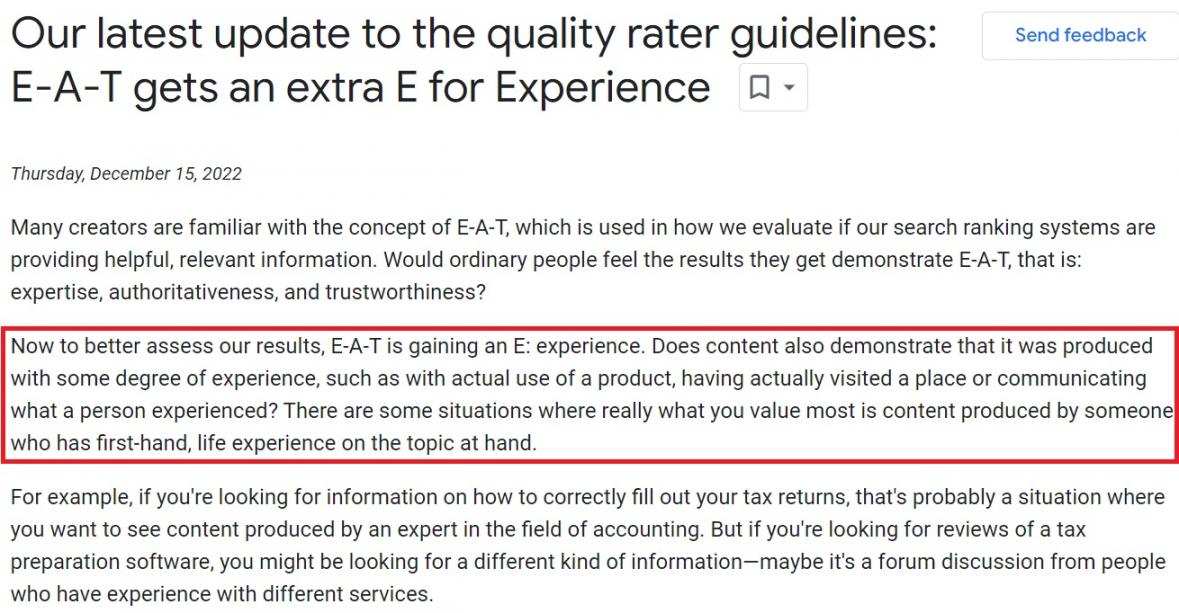 Experience in Google_s EEAT Guidelines