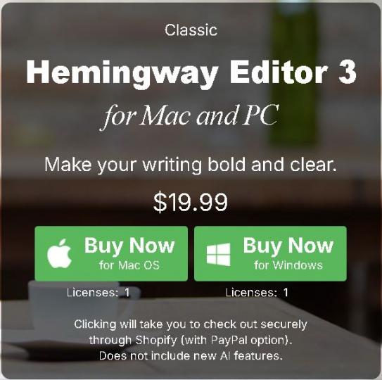 Hemingway pricing
