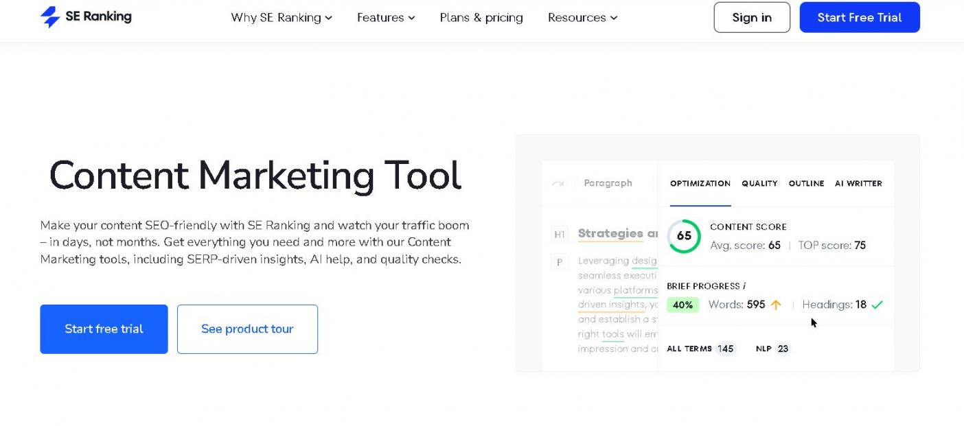 SE Ranking content marketing tool