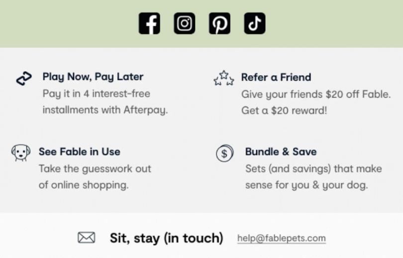 Fable humor sign-off example