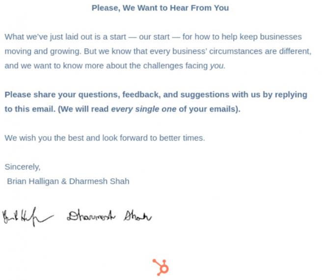 HubSpot email example
