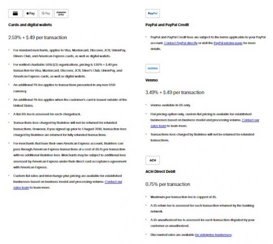 PayPal Braintree pricing
