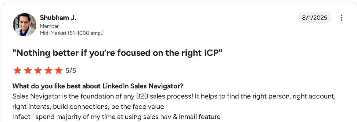 Linkedin sales navigator rating