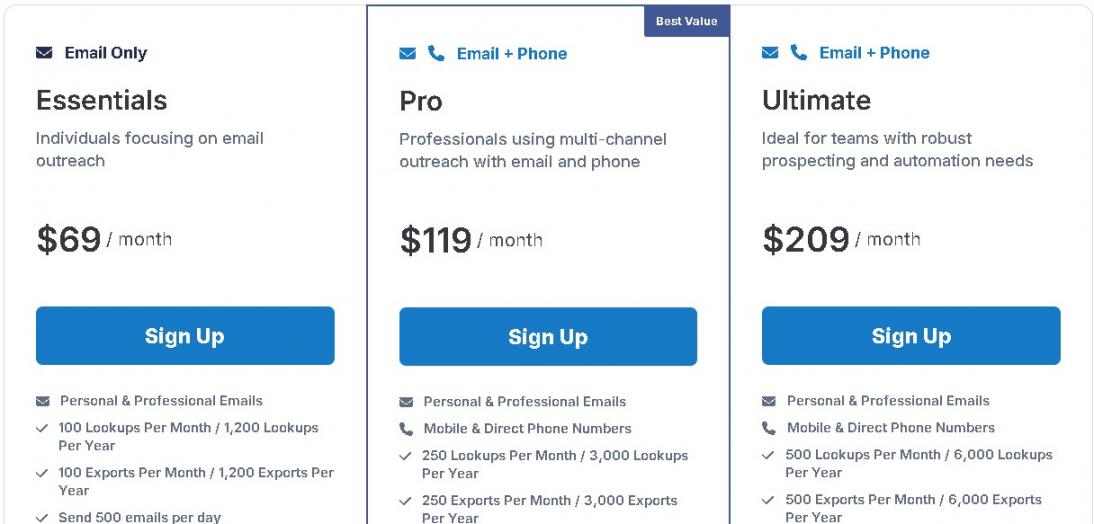 RocketReach pricing