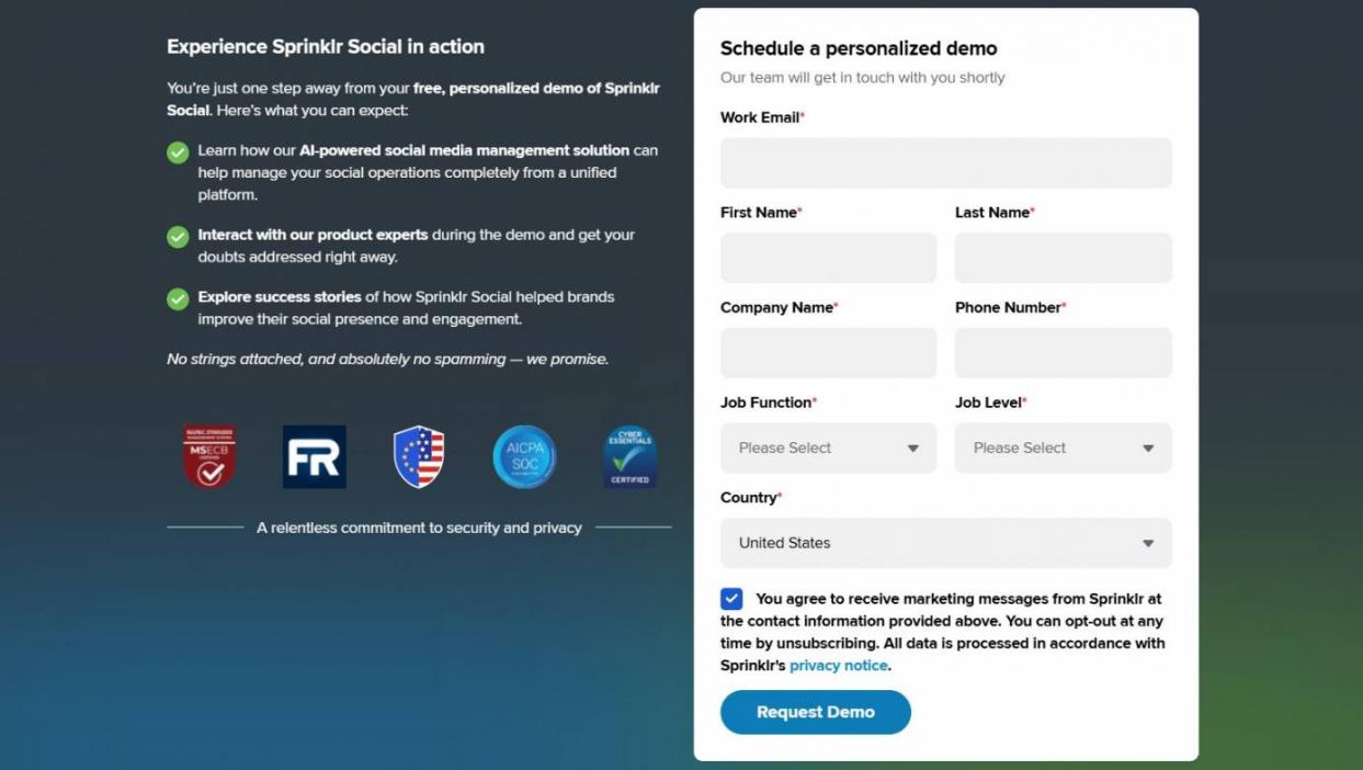 Sprinklr Social pricing