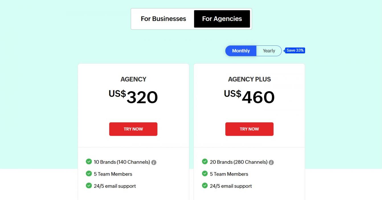 Zoho Social Agencies pricing