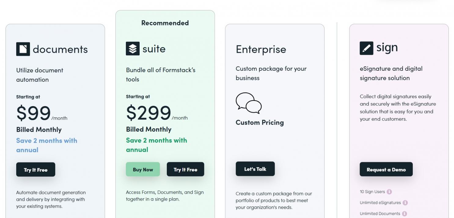 Formstack Sign Pricing