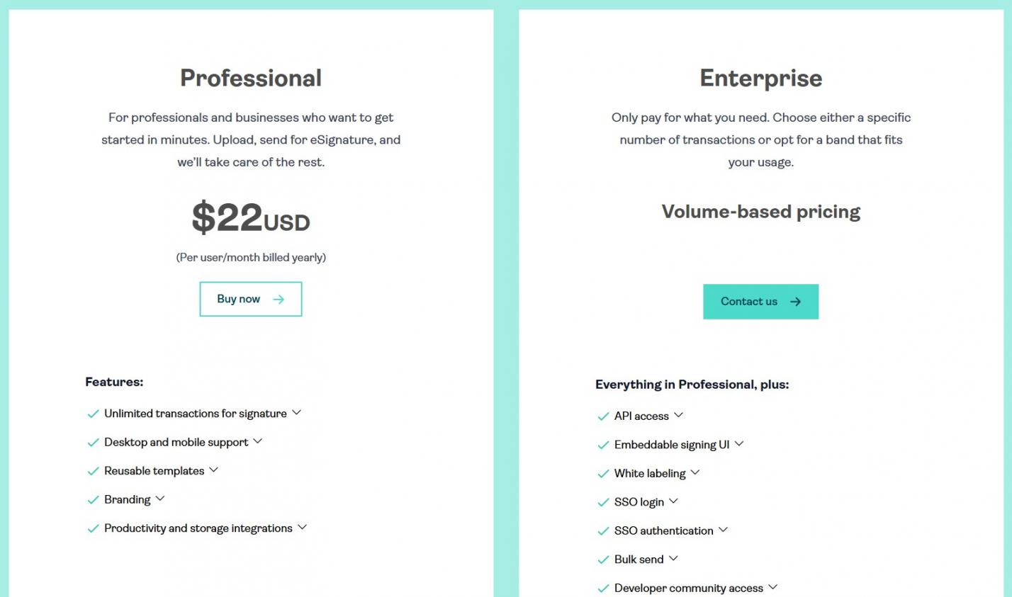 OneSpan Sign Pricing