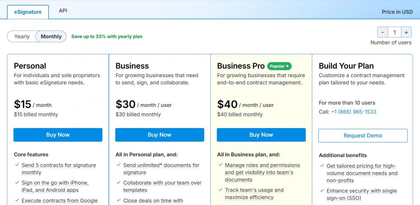 Signeasy Pricing