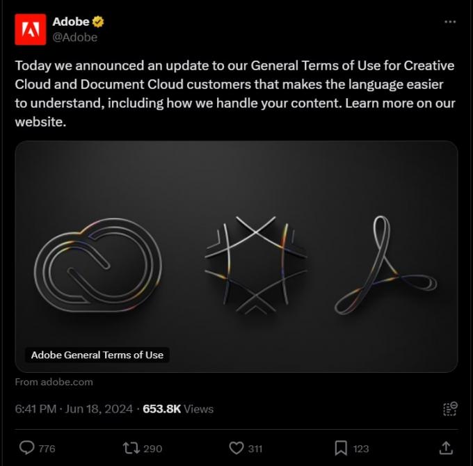 Adobe X post with 600k + views