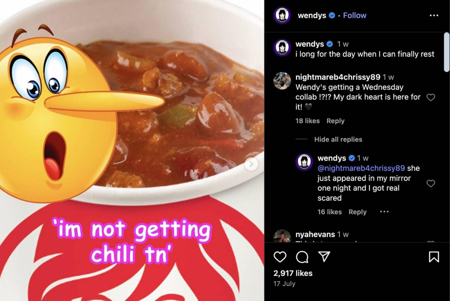 wendys instagram
