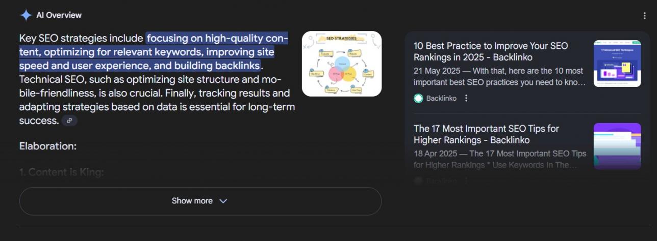 AI result for search query