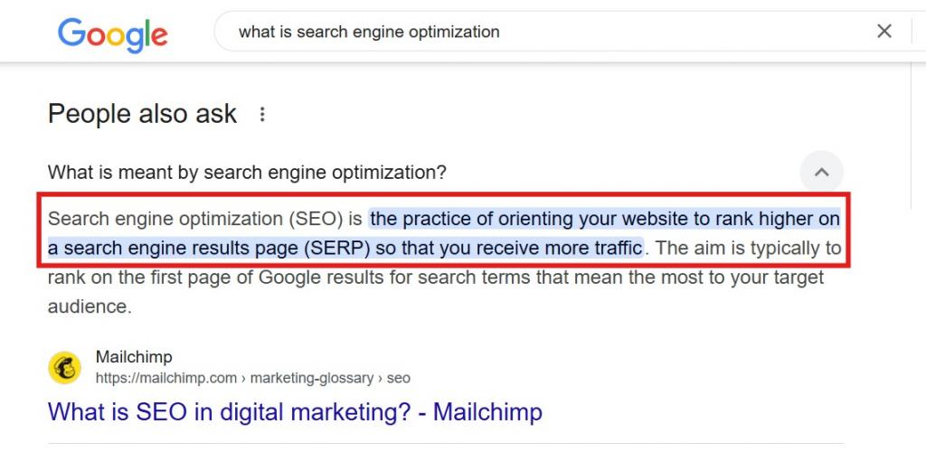Answer engine optimization example