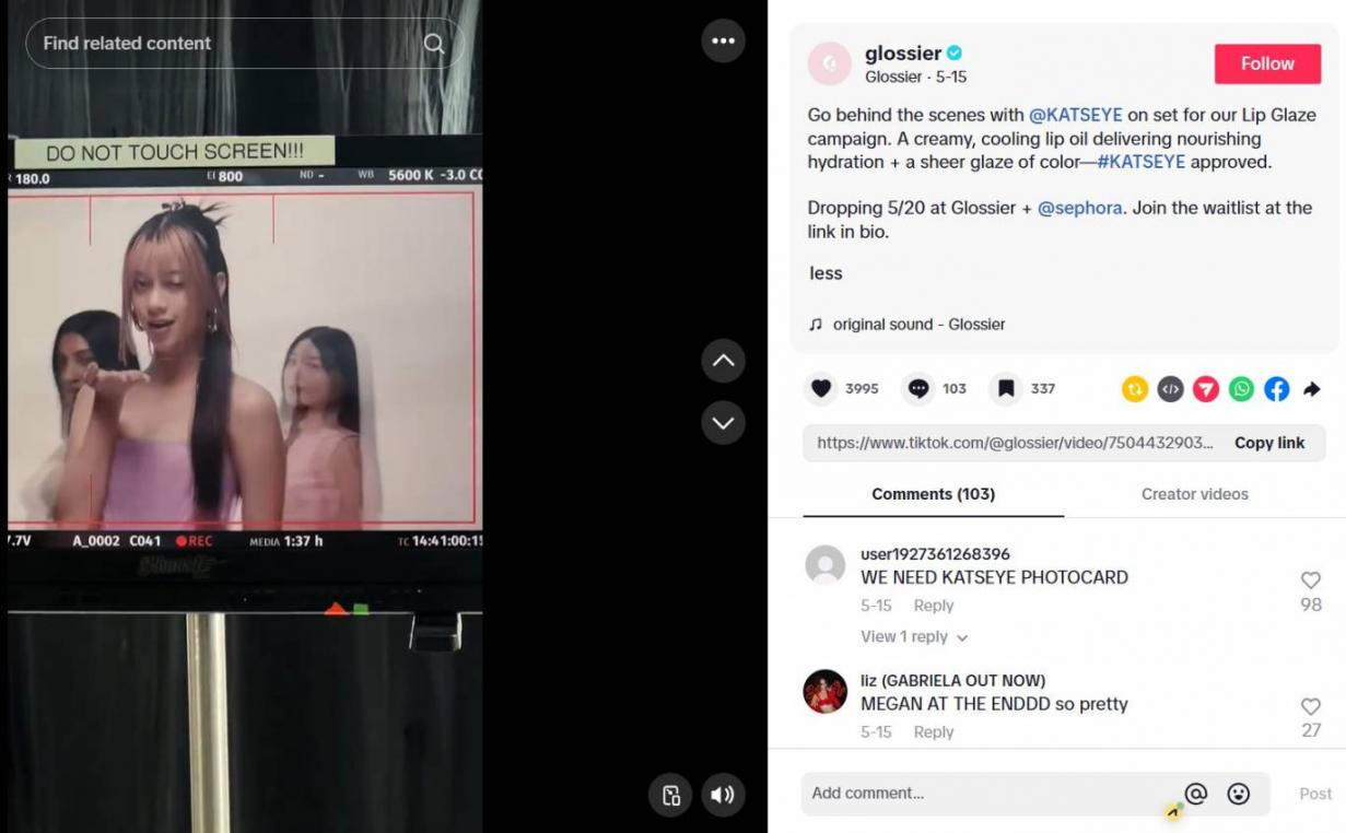 Glossier BTS content