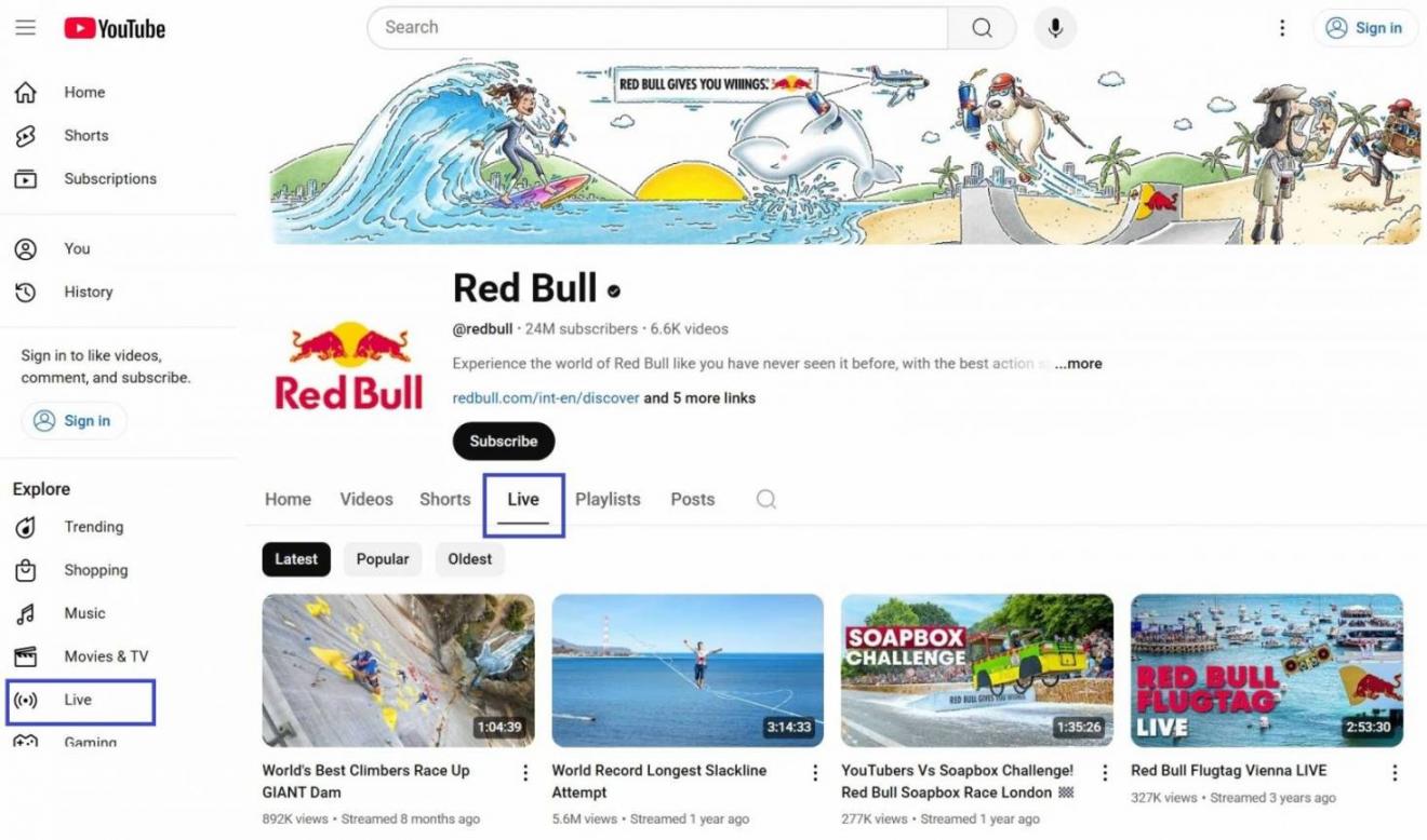 Live streams - Red Bull