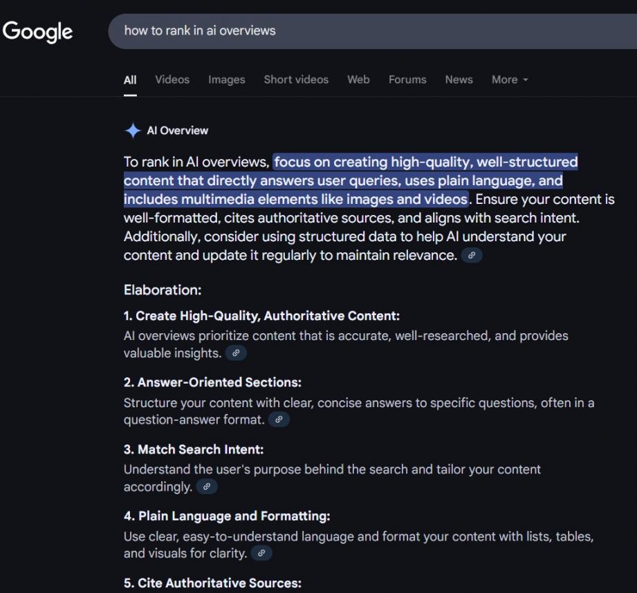 AI overview full page