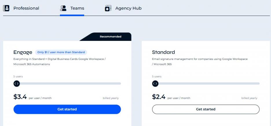 MySignature Pricing Plans Teams