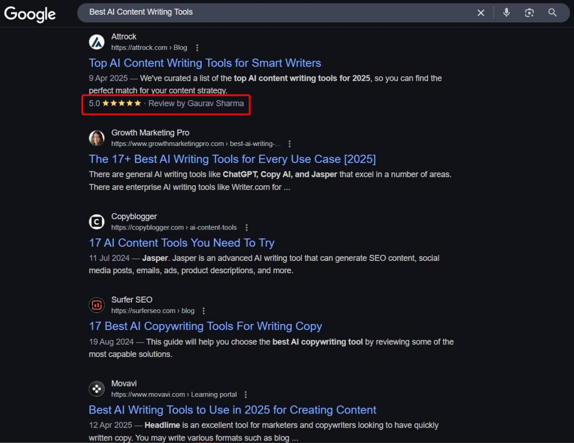 Schema ranking page
