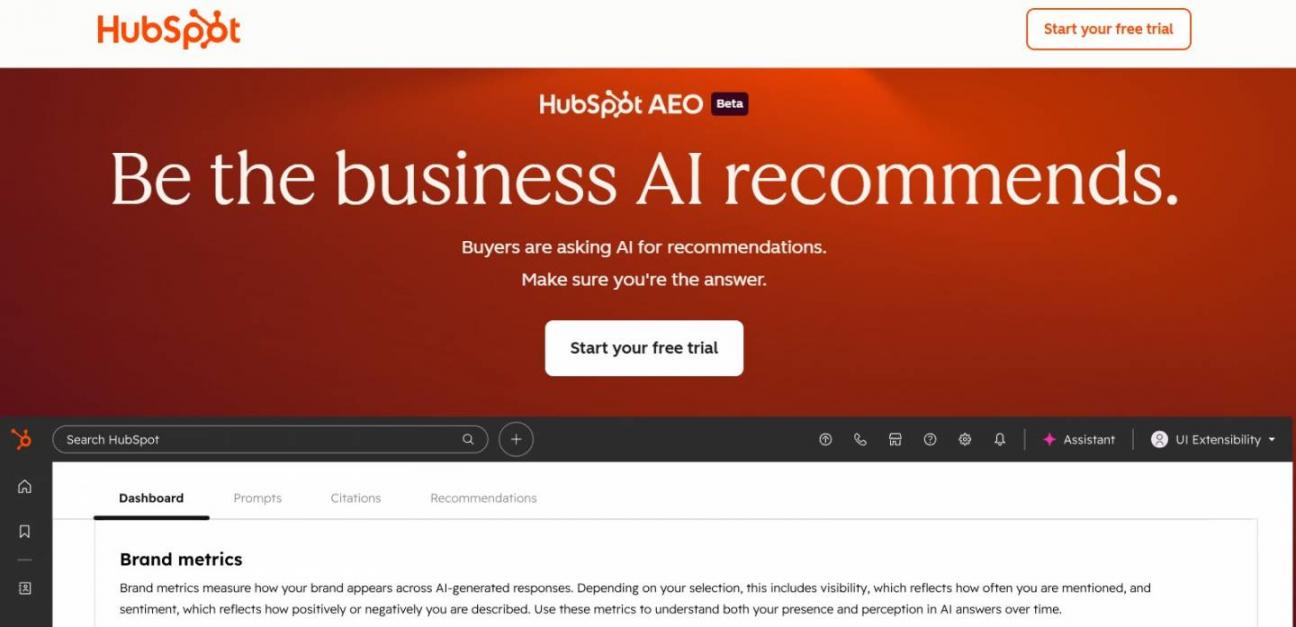 hubSpot AEO homepage