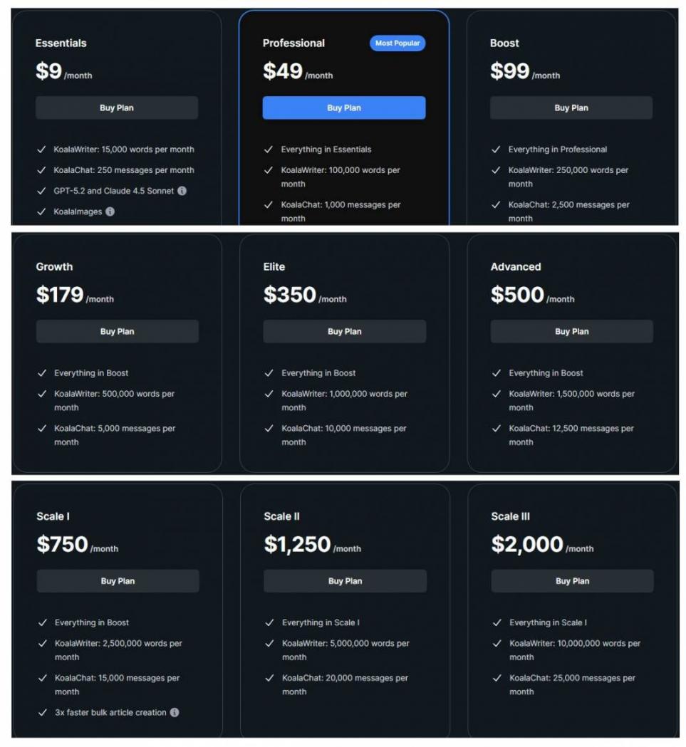koala AI pricing