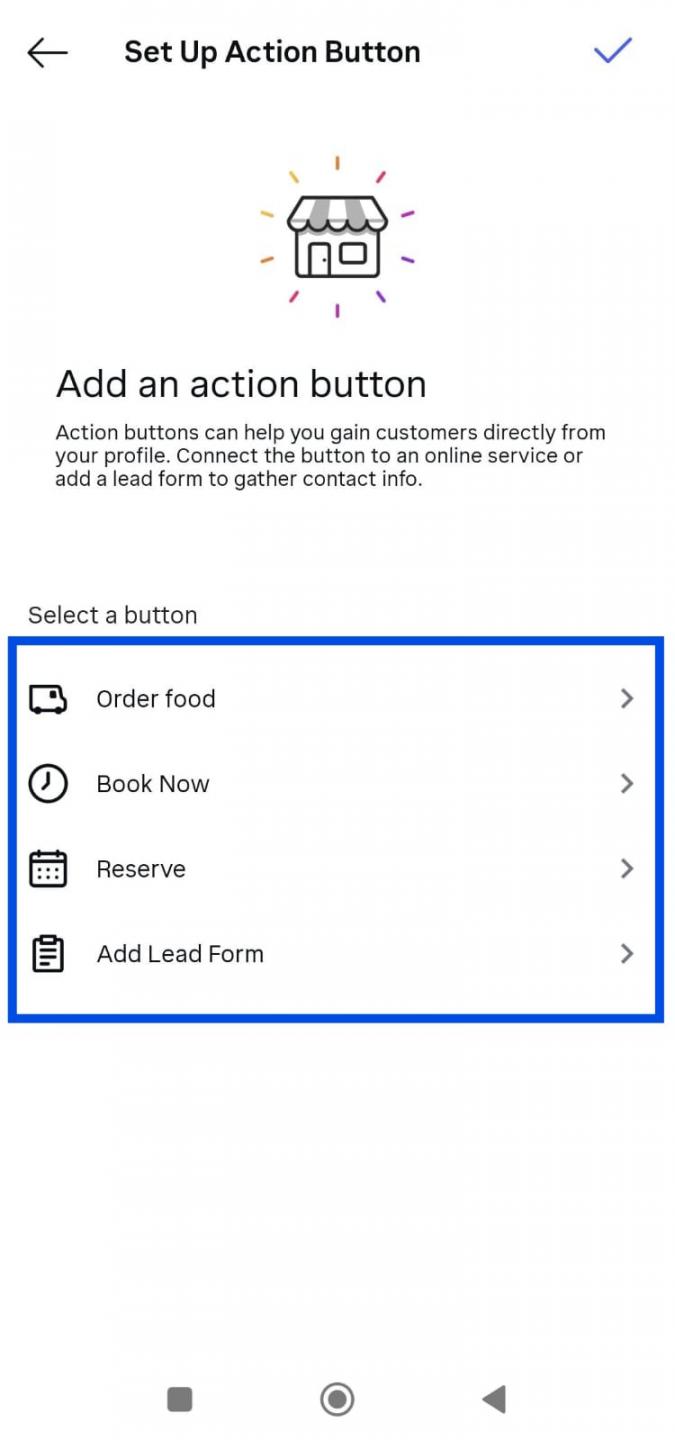 Instagram action button options