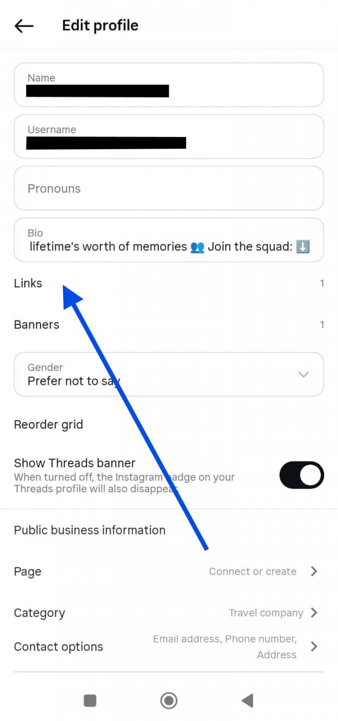 Instagram add web links