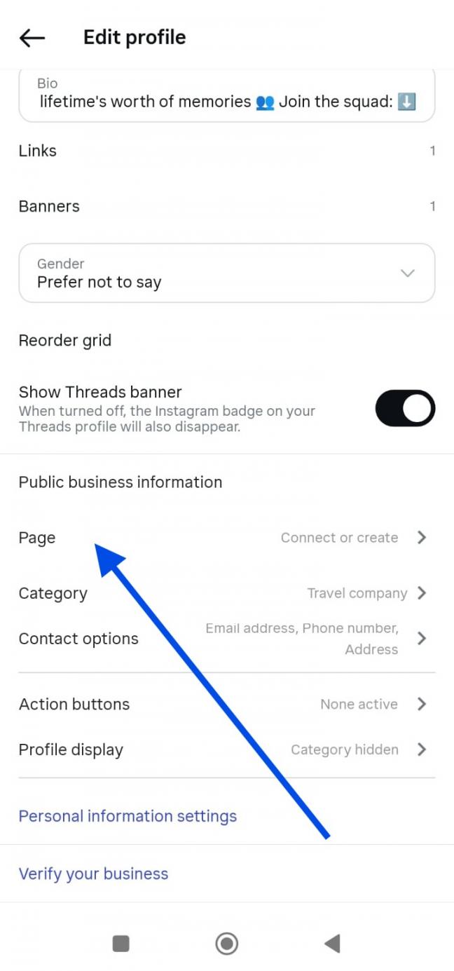 Instagram connect FB page