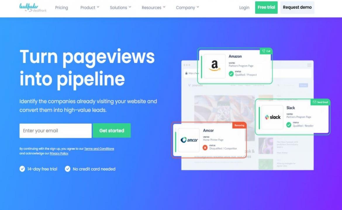 Leadfeeder homepage