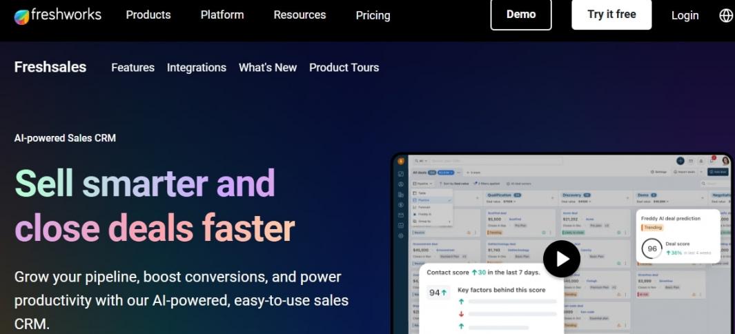 Freshsales CRM Homepage